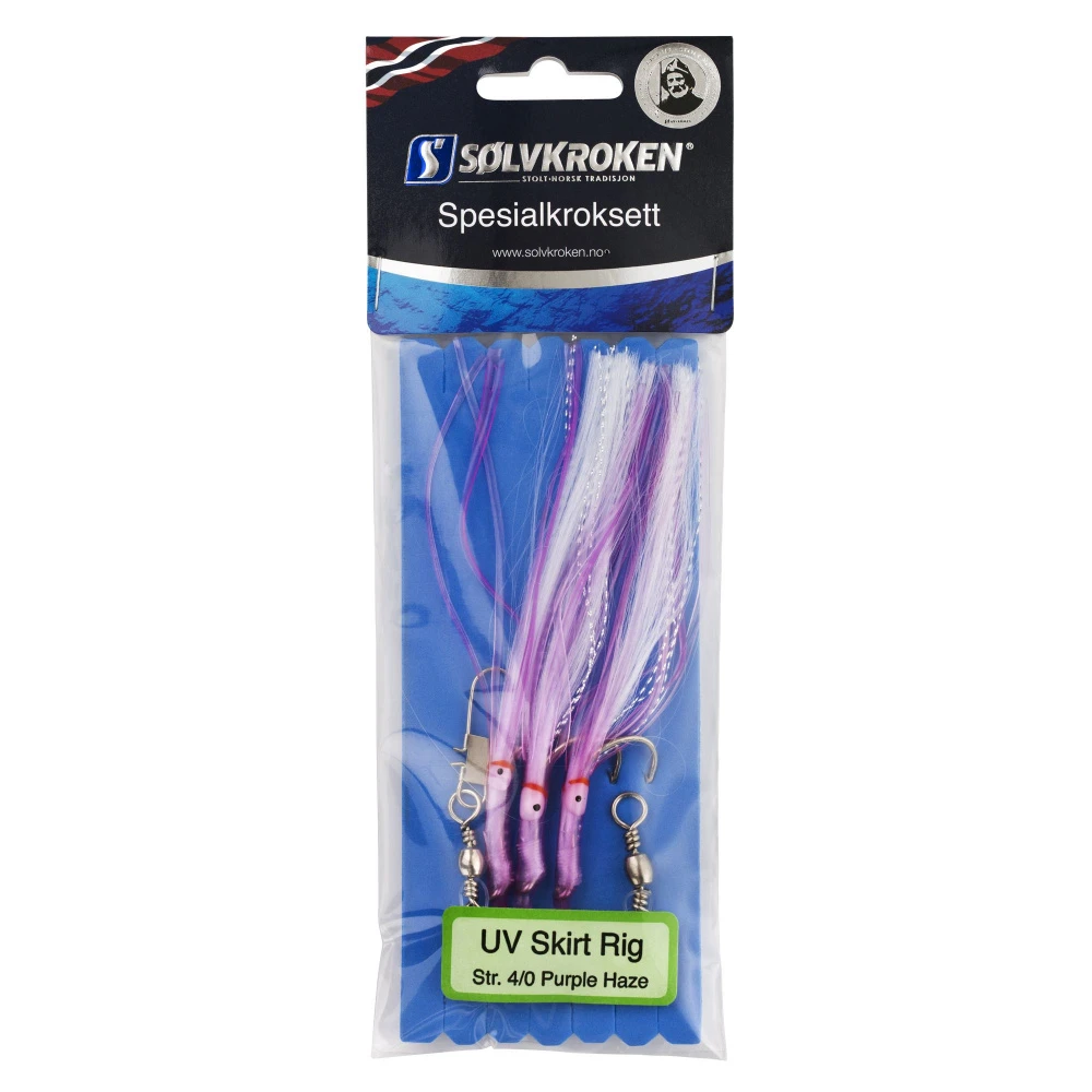 Sølvkroken Spesialkroksett UV Skirt Rig Str. 4/0 Purple Haze 3 Sølvkroken Spesialkroksett UV Skirt Rig Str. 4/0 Purple Haze