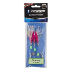 Sølvkroken Spesialkroksett Glitterving Str. 6/0 Rød